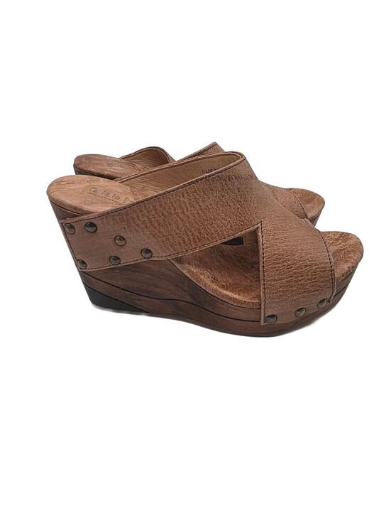 Bed Stu Shoes - Bed Stu Womens Olea sandals shoes distressed leather wood platform wedge sz 7.5
